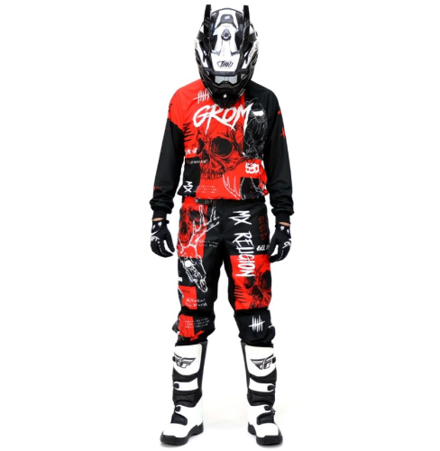 Grom Штаны кроссовые MX Religion red в Кемерове
