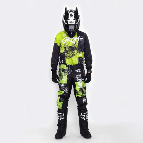 Grom Штаны кроссовые MX Religion lime в Кемерове
